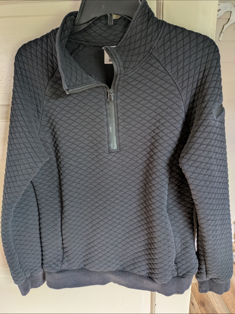Senita Athletics Quilted Half-Zip Pullover Sweater - Black